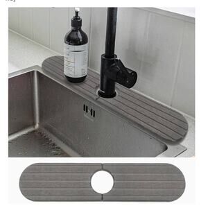 Kitchen Faucet Absorbent Mat Gray Diatomite Sink Faucet Absorbing Stone Tray 24"